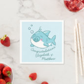 Niedlich Shark Baby Shower Kawaii Blue Boy Serviette (Beispiel)