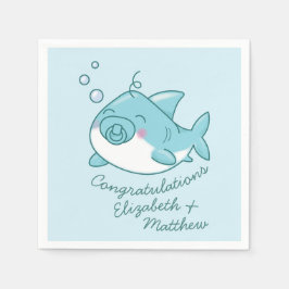 Niedlich Shark Baby Shower Kawaii Blue Boy Serviette