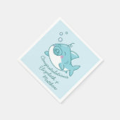 Niedlich Shark Baby Shower Kawaii Blue Boy Serviette (Ecke)