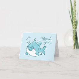 Niedlich Shark Baby Shower Kawaii Blue Boy Vielen Dankeskarte