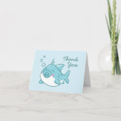 Niedlich Shark Baby Shower Kawaii Blue Boy Vielen Dankeskarte (Vorderseite)