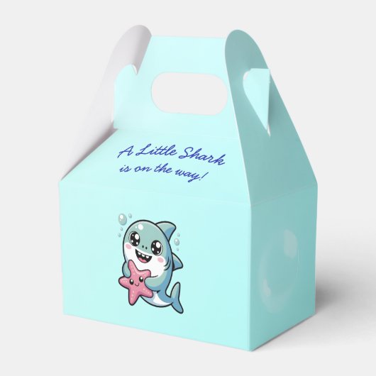 Niedlich Shark Baby Shower Kawaii Blue Geschenkschachtel (Vorderseite)