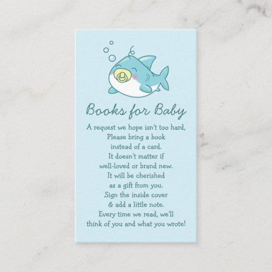 Niedlich Shark Baby Shower Kawaii Bücher für Baby Begleitkarte (Vorderseite)