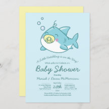 Niedlich Shark Baby Shower Kawaii Einladung