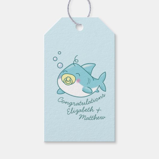 Niedlich Shark Baby Shower Kawaii Geschenkanhänger (Vorderseite)