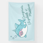 Niedlich Shark Baby Shower Kawaii Pink Girl Banner (Vertikal)