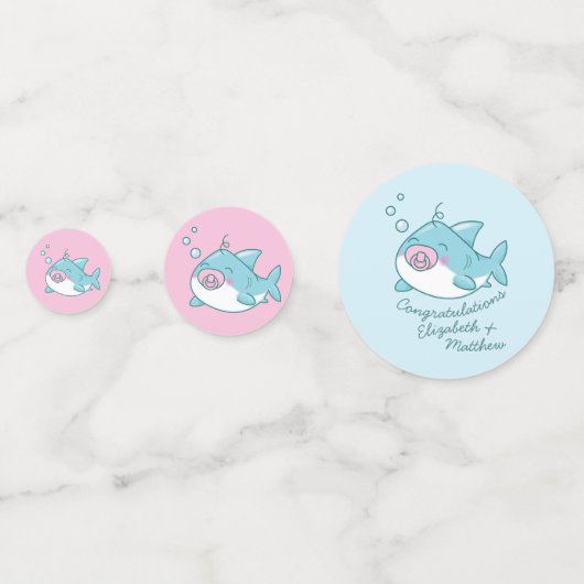 Niedlich Shark Baby Shower Kawaii Pink Girl Konfetti (Vorderseiten)