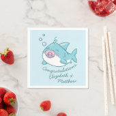 Niedlich Shark Baby Shower Kawaii Pink Girl Serviette (Beispiel)