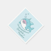 Niedlich Shark Baby Shower Kawaii Pink Girl Serviette (Ecke)