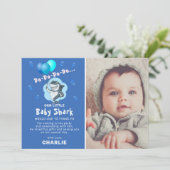 Niedlich Shark Balloons Foto Birthday Blue Vielen  Einladung (Stehend Vorderseite)