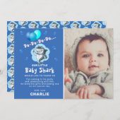 Niedlich Shark Balloons Foto Birthday Blue Vielen Einladung (Vorne/Hinten)
