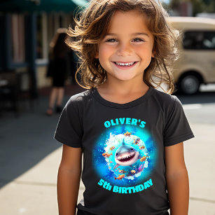 Niedlich Shark Birthday Personalisiert Boy Kleinkind T-shirt