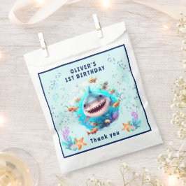 Niedlich Shark Boy 1. Geburtstag Blue Gastgeschenk Geschenktütchen