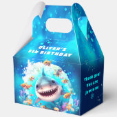 Niedlich Shark Boy Birthday Blue Large Favor Box Geschenkschachtel (Rückseite)