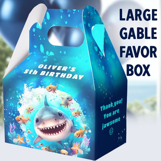 Niedlich Shark Boy Birthday Blue Large Favor Box Geschenkschachtel