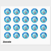 Niedlich Shark Boy Birthday Blue Stickers (Blatt)