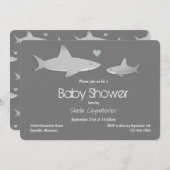 Niedlich Shark Gray Baby Dusche Einladung (Vorne/Hinten)