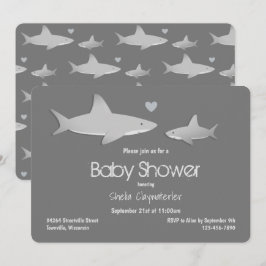 Niedlich Shark Gray Baby Dusche Einladung