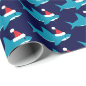 Niedlich Shark Weihnachtsmannmütze Blue Holiday We Geschenkpapier (Rolleneckpunkt)