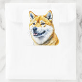 Niedlich Shia Inu Hunde Rasse Quadratischer Aufkleber (Tasche)