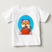 Niedlich Shiba Eating Ramen Noodle Cartoon-23054 Baby T-shirt (Vorderseite)