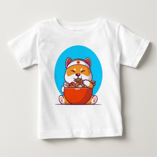 Niedlich Shiba Eating Ramen Noodle Cartoon-23054 Baby T-shirt (Vorderseite)