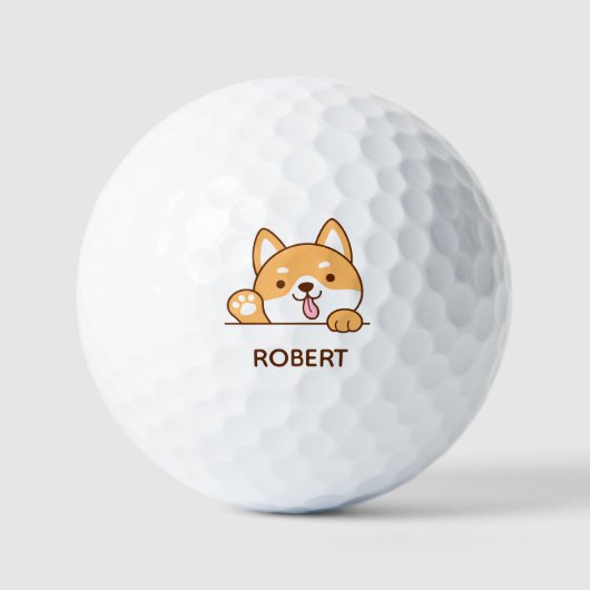 Niedlich Shiba Inu Corgi Dog Individuelle Name Golfball (Vorderseite)
