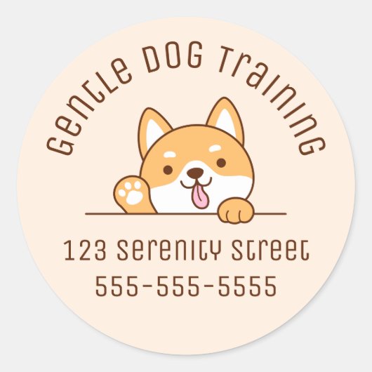 Niedlich Shiba Inu Corgi Dog Peeking Beige Runder Aufkleber (Vorderseite)
