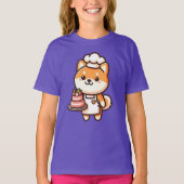 Niedlich Shiba Inu Dog Cake Baker T-Shirt (Vorderseite)