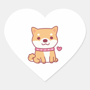 Niedlich Shiba Inu Dog Herz-Aufkleber