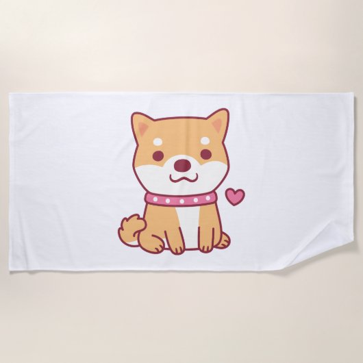 Niedlich Shiba Inu Dog Strandtuch (Vorderseite)