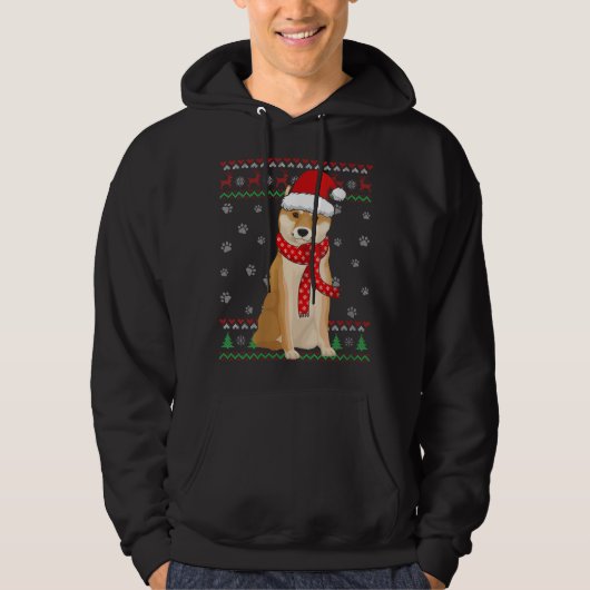 Niedlich Shiba Inu Dog Ugly Christmas Sweater Sant Hoodie (Vorderseite)