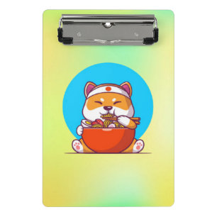Niedlich Shiba Inu Eating Ramen Noodle Cartoon-230 Mini Klemmbrett