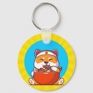 Niedlich Shiba Inu Eating Ramen Noodle Cartoon-230 Schlüsselanhänger