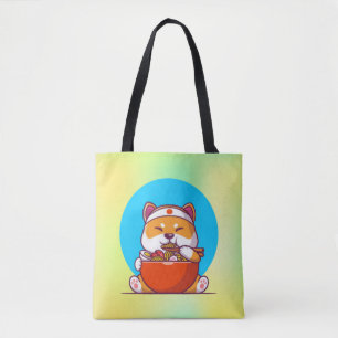 Niedlich Shiba Inu Eating Ramen Noodle Cartoon-230 Tasche