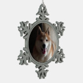 Niedlich Shiba Inu-Geiso 2 Schneeflocken Zinn-Ornament (Links)