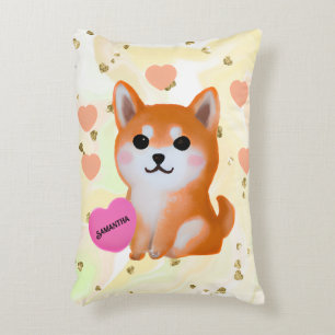 Niedlich Shiba Inu Hearts Für Hunde Dekokissen