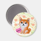 Niedlich Shiba Inu Hearts | Für Hunde Magnet (Vorderseite/Rückseite)