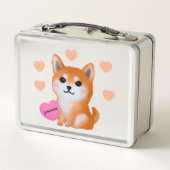 Niedlich Shiba Inu Hearts | Für Hunde Metall Brotdose (Rückseite)