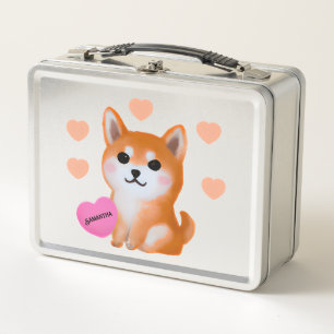 Niedlich Shiba Inu Hearts Für Hunde Metall Brotdose