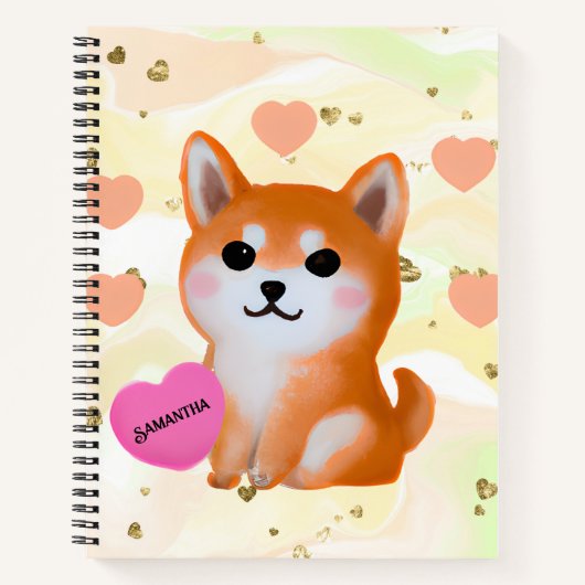 Niedlich Shiba Inu Hearts | Für Hunde Notizblock (Vorderseite)