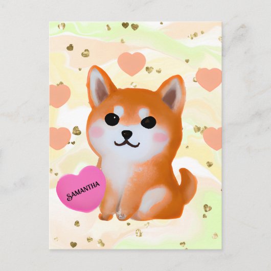 Niedlich Shiba Inu Hearts | Für Hunde Postkarte (Vorderseite)