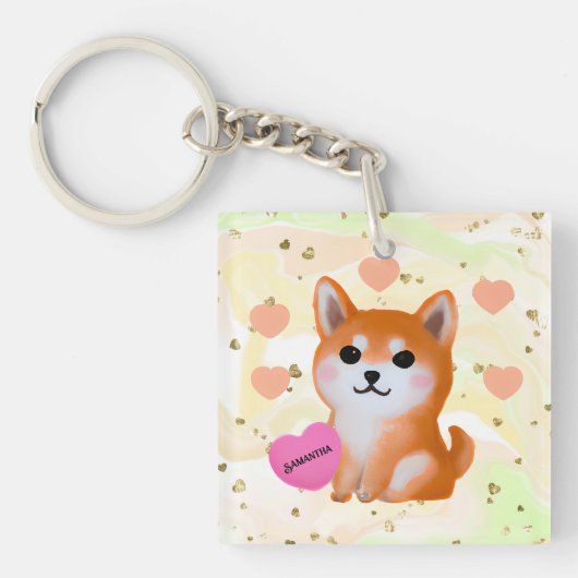 Niedlich Shiba Inu Hearts | Für Hunde Schlüsselanhänger (Vorderseite)