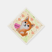 Niedlich Shiba Inu Hearts | Für Hunde Serviette (Ecke)