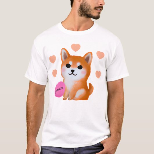 Niedlich Shiba Inu Hearts | Für Hunde T-Shirt (Vorderseite)