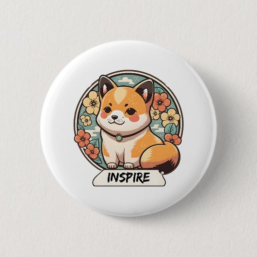 Niedlich Shiba Inu Pup Button (Vorderseite)