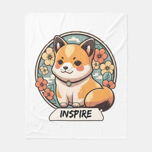 Niedlich Shiba Inu Pup Fleecedecke (Vorderseite)