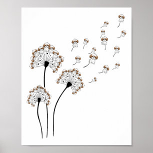 Niedlich Shih Tzu Blume Fly Dandelion Shirt Funny  Poster