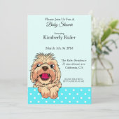 Niedlich Shih Tzu Dog Baby Dusche Einladung (Stehend Vorderseite)