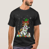 Niedlich Shih Tzu Dog Elf Hat Weihnachtslicht Weih T-Shirt (Vorderseite)